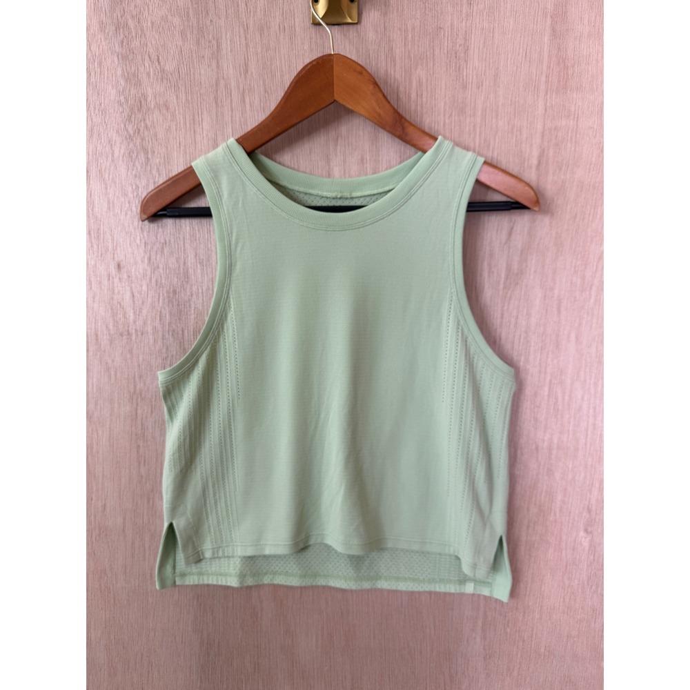 Lululemon Train to Be Tank Top Mint Green Seamless Mesh Crop Athletic Shirt